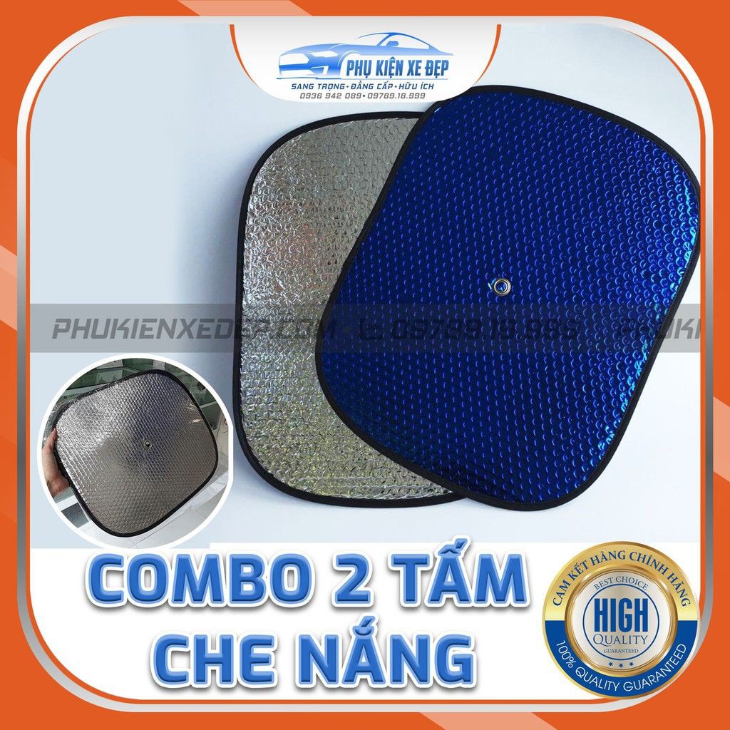 Combo 2 tấm che nắng ô tô 2 mặt bạc và xanh