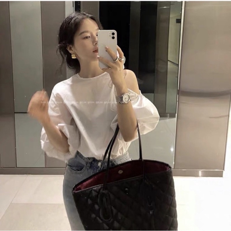 Áo lệch vai chun tay bồng