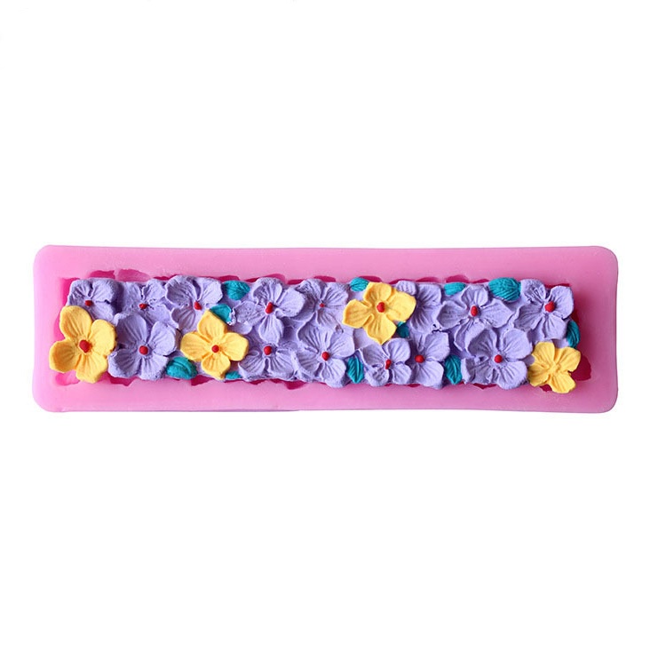 SG - Khuôn silicon tạo hình hoa lá dài 4d viền bánh làm kẹo đường socola fondant trang trí bánh