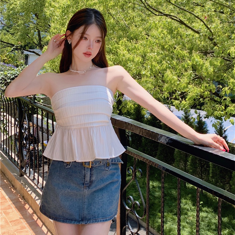 Áo Ống Màu Trơn Không Tay Thời Trang Mùa Hè Cho Nữ