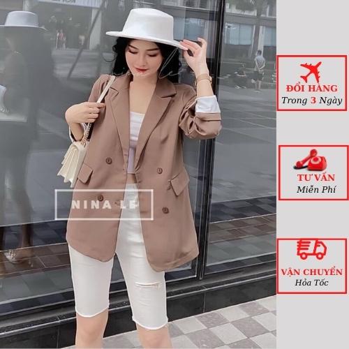 Áo vest blazer dài tay nữ 4 cúc kiểu hàn quốc màu hồng xanh be thời trang nữ phong cách YoLo-Fashion