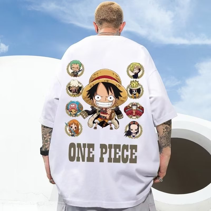 Áo thun 100% cotton Ngắn Tay Oversize In Họa Tiết One Piece Cá Tính / size M-8XL