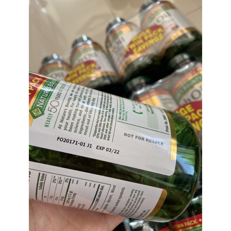 2022 Dầu cá fish oil nature bounty 180 viên, 200 viên | Thế Giới Skin Care