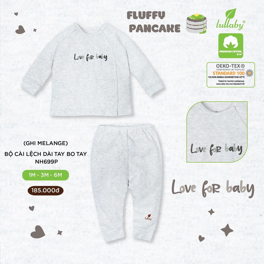 Bộ cài lệch dài tay bo cotton dày Lullaby NH699P