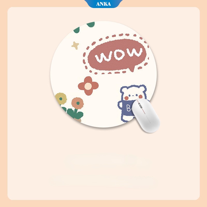 Tấm lót chuột hình tròn chống trượt chống bụi in họa tiết hoạt hình dễ thương