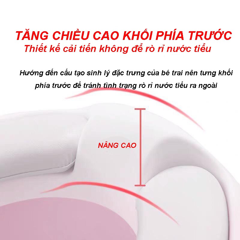 BÔ VỆ SINH CHO BÉ CAO CẤP - Bồn tiểu, bồn cầu chống trượt, có ghế tựa lưng cho em bé [TẶNG KÈM CHỔI CỌ VỆ SINH] LB315214