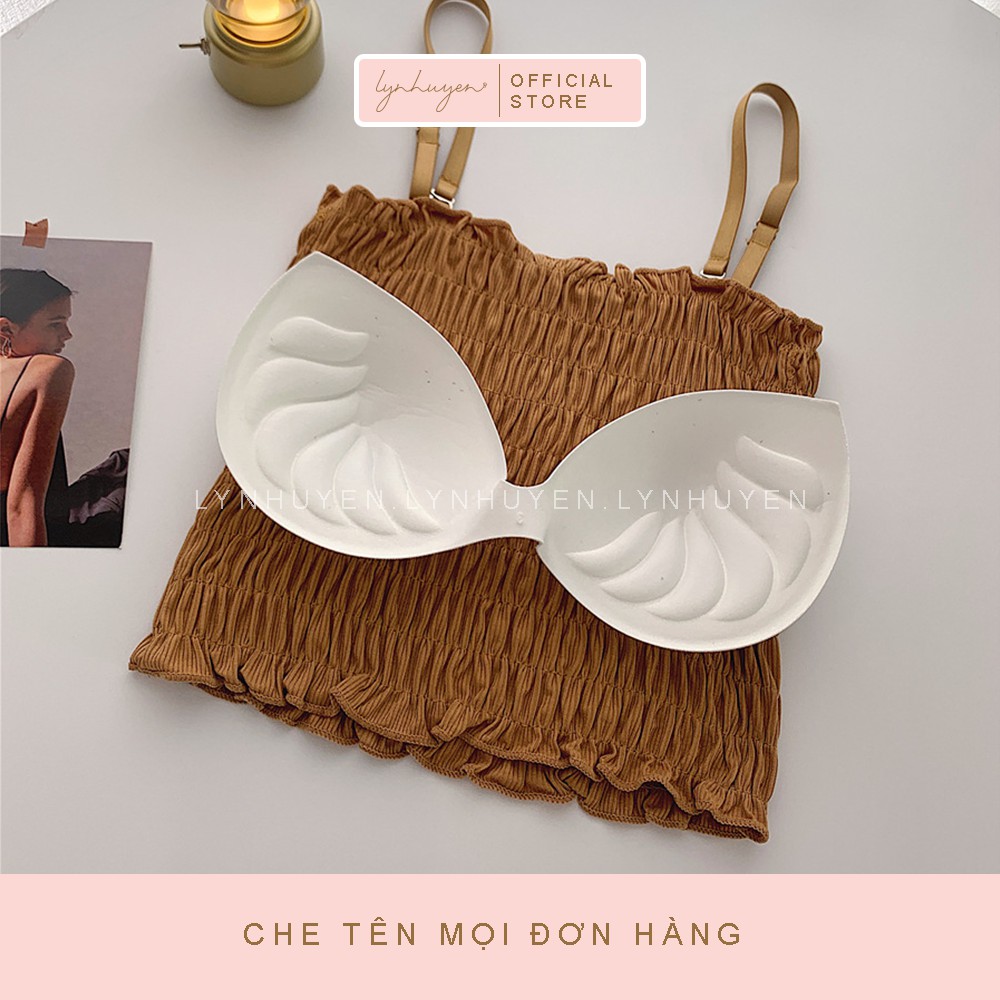 Áo 2 Dây Nữ Có Mút Ngực Xếp Ly Voan Croptop Lynhuyen - 6 Màu - AD017