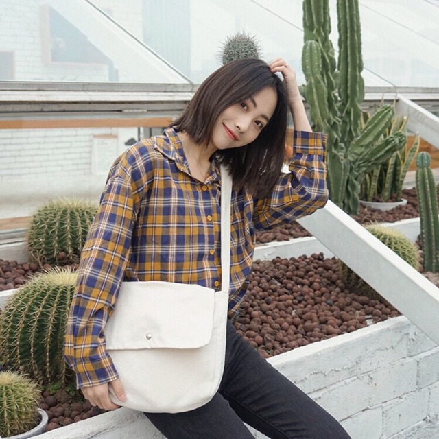 TÚI TOTE VẢI CANVAS ĐEO CHÉO DÁNG UNISEX NAM NỮ