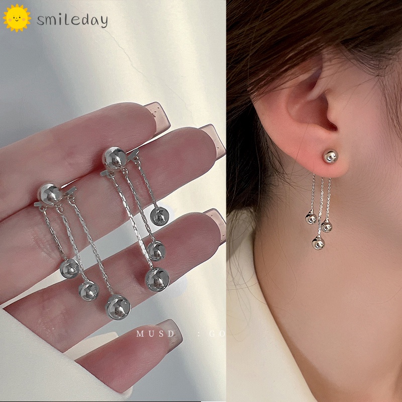 Khuyên Tai Dạng Hạt Thả Màu Bạc Đơn Giản Thời Trang Cho Nữ