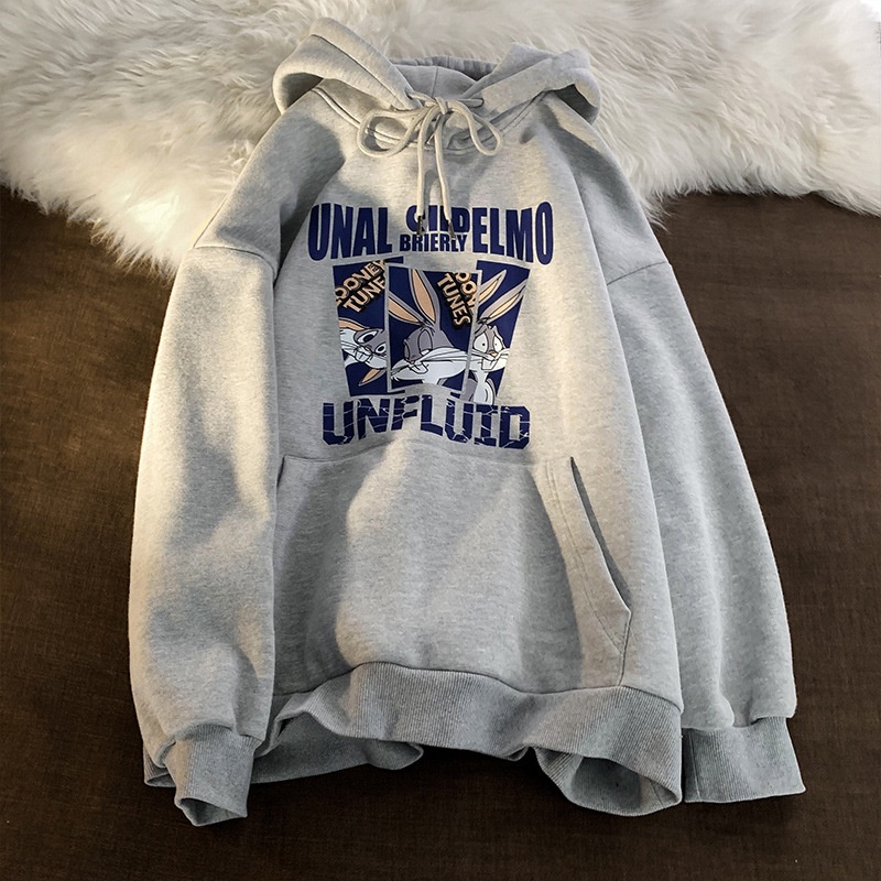 Áo Hoodie Nam Nữ Nỉ Bông Form Rộng - Áo Tay Bồng Unisex  In Hình Thỏ Cute TTJ138
