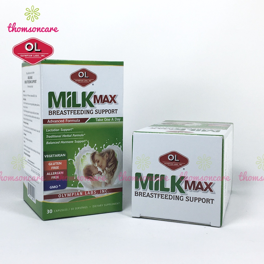 Viên lợi sữa Milk Max từ Olympian Labs nhập khẩu từ Mỹ, kích sữa cho mẹ sau sinh, cho con bú Hộp 30v