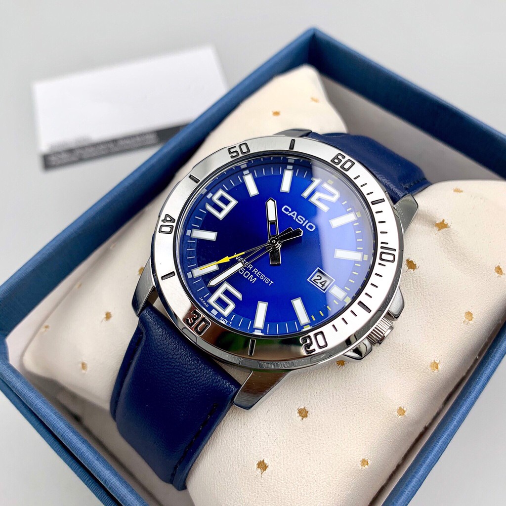 Đồng hồ nam dây da Casio Anh Khuê MTP-VD01L-2BVUDF