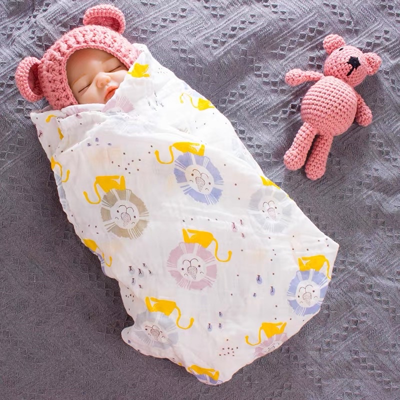 Khăn tắm xô sợi tre Muslin Swaddle kích thước 110cm x 120cm- Khăn quấn sợi tre cho bé sơ sinh