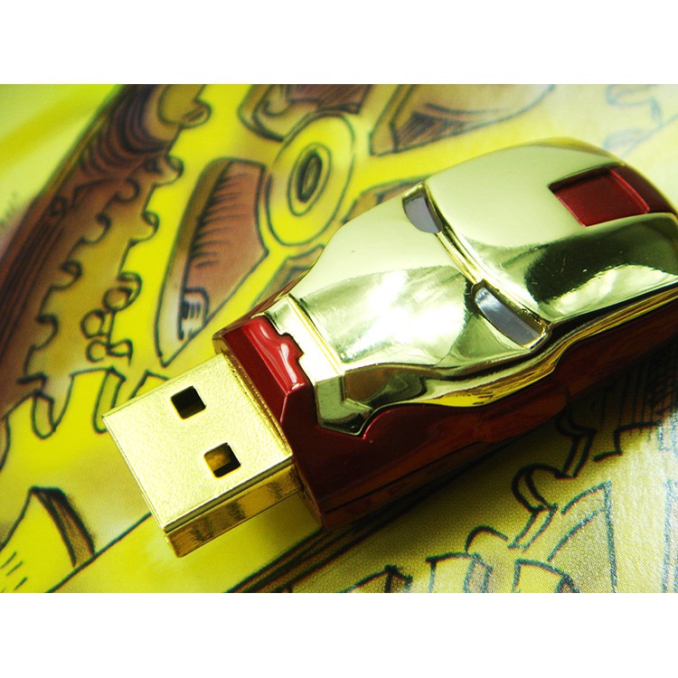 ổ đĩa flash USB Captain America Shield Iron Man Head Bộ nhớ tay màu xanh lá cây 4GB 16GB 32GB 32G Ổ đĩa ngón tay cái