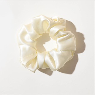 Cột Tóc Scrunchies Lụa Satin Trơn Trắng Thời Trang Dành Cho Nữ Giới