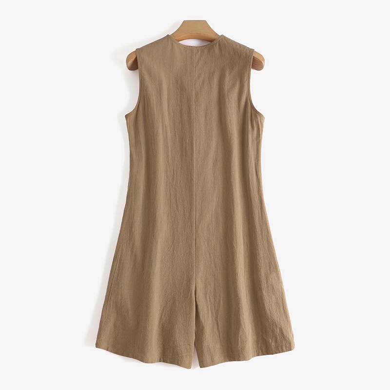 Áo liền quần ZANZEA từ vải lanh cotton ống rộng không tay thời trang tùy chọn màu sắc cho nữ