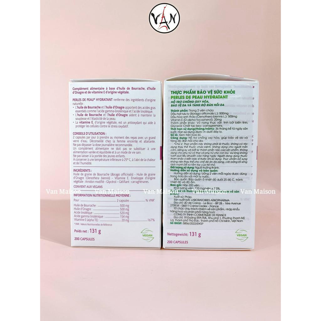 Viên uống đẹp da hoa anh thảo và lưu ly arkopharma perles de peau hydratant 200 viên