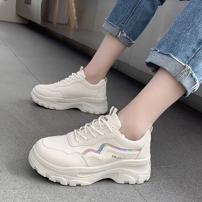 Giày thể thao nữ độn đế vạch sóng K.O - giày sneaker nữ trắng đế cao 7 cm giày ulzzang nữ hàn quốc đẹp giá rẻ 2021 | WebRaoVat - webraovat.net.vn