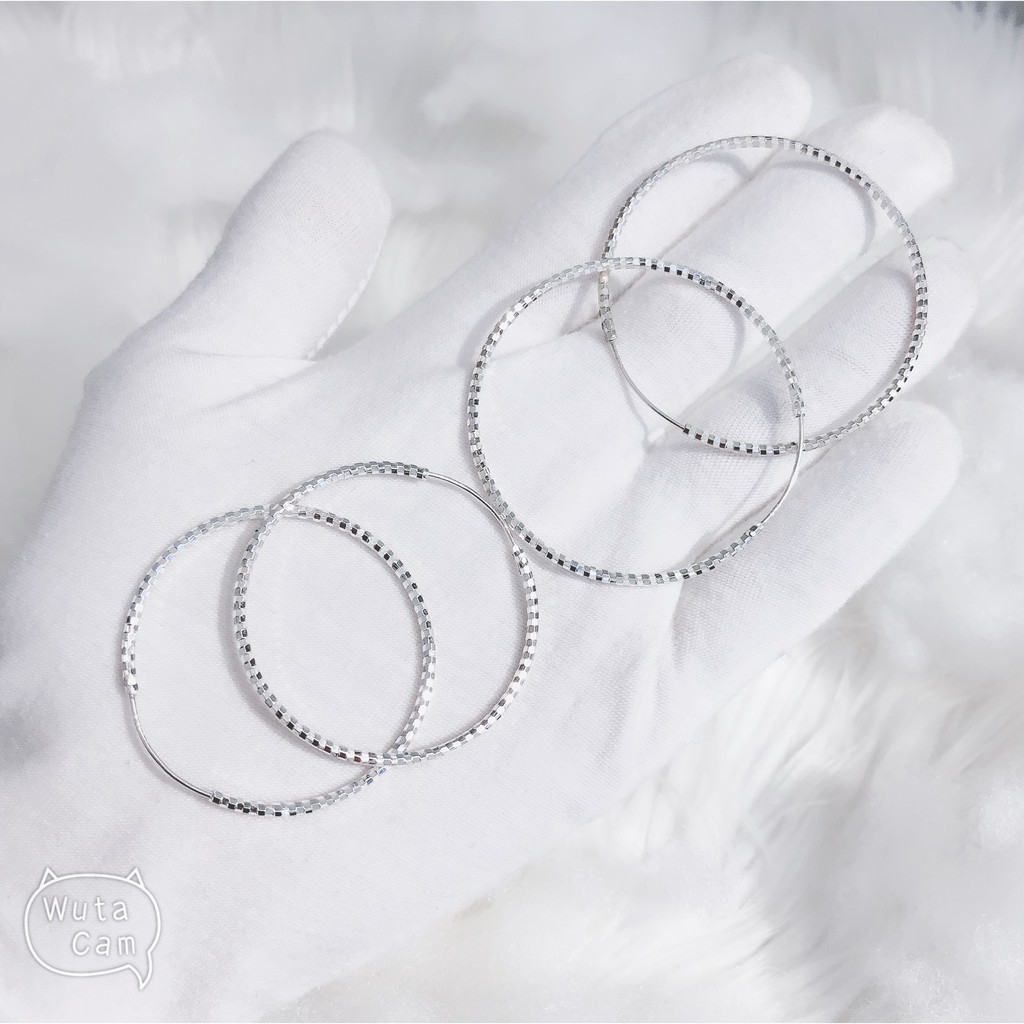 Bông tai bạc QMJ Tròn phay cá tính, thiết kế tinh tế Q034