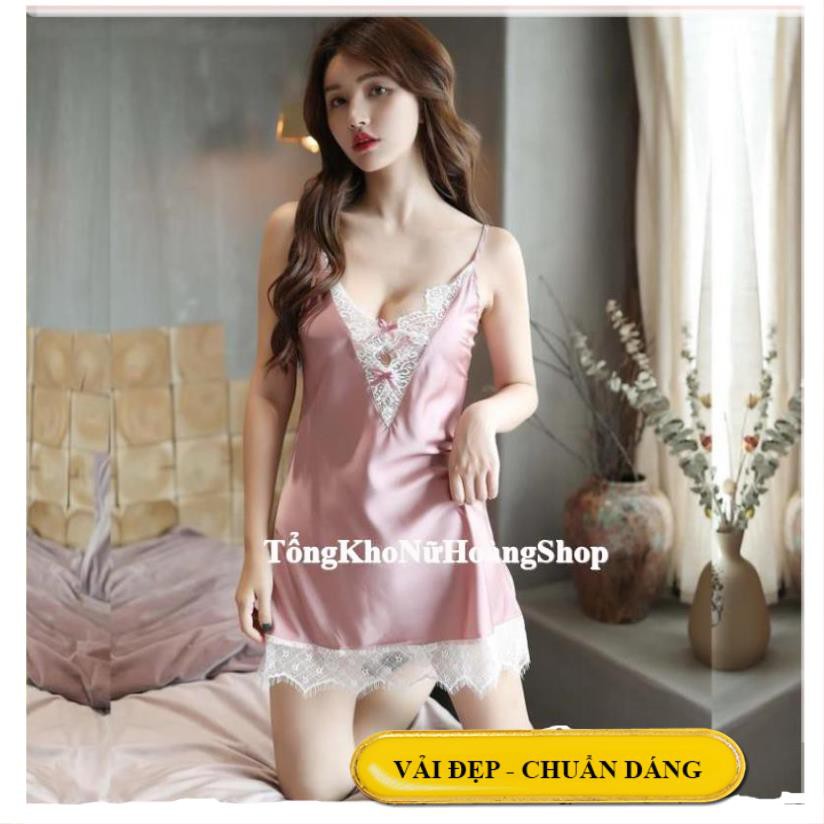 [Siêu Phẩm - Sang Chảnh]Váy ngủ lụa satin sexy- váy ngủ ren lụa siêu đẹp B1038