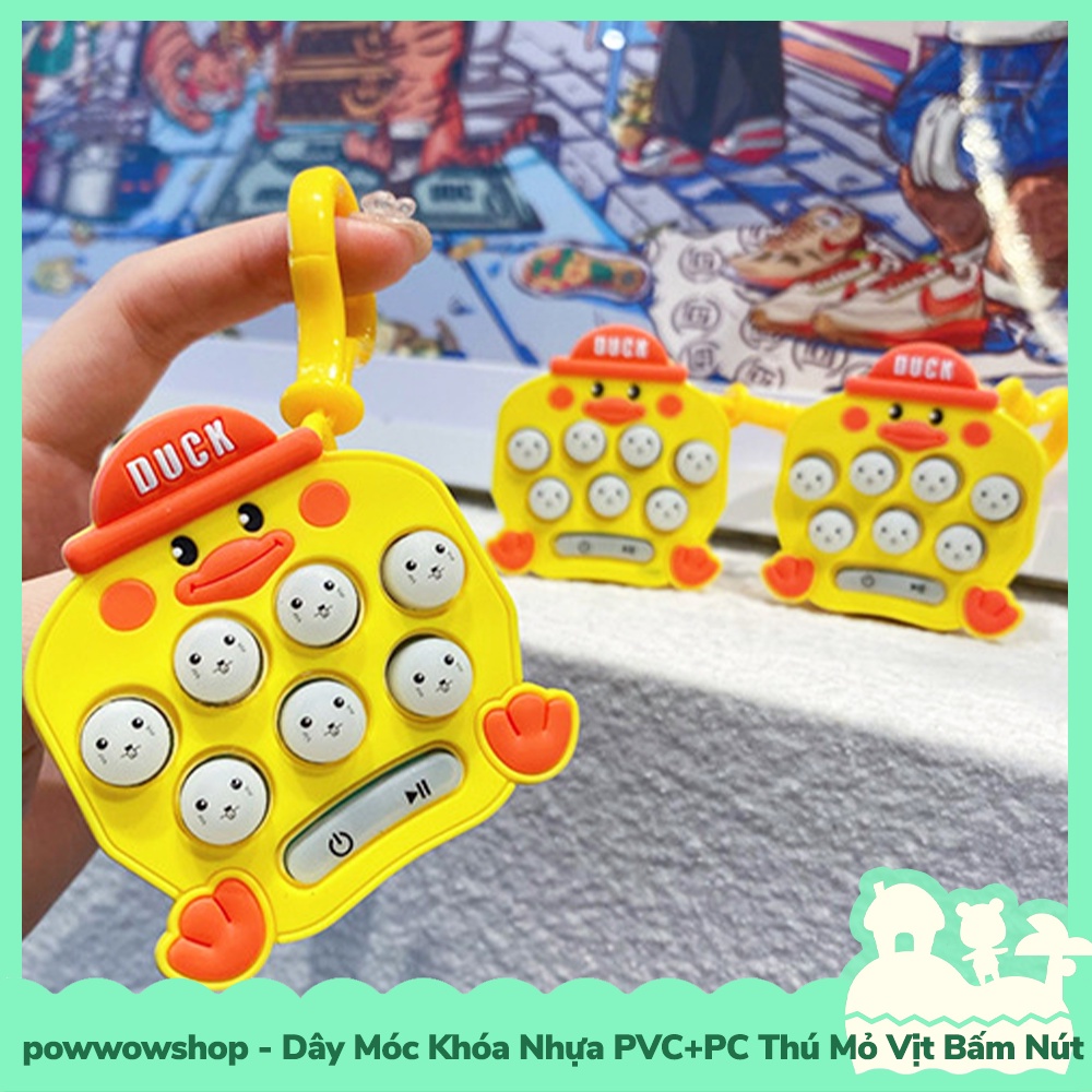 [Sẵn VN - Hỏa Tốc] Dây Móc Khóa Nhựa PVC+PC Trò Chơi Bấm Nút Mẫu Yellow Duck Vịt Vàng