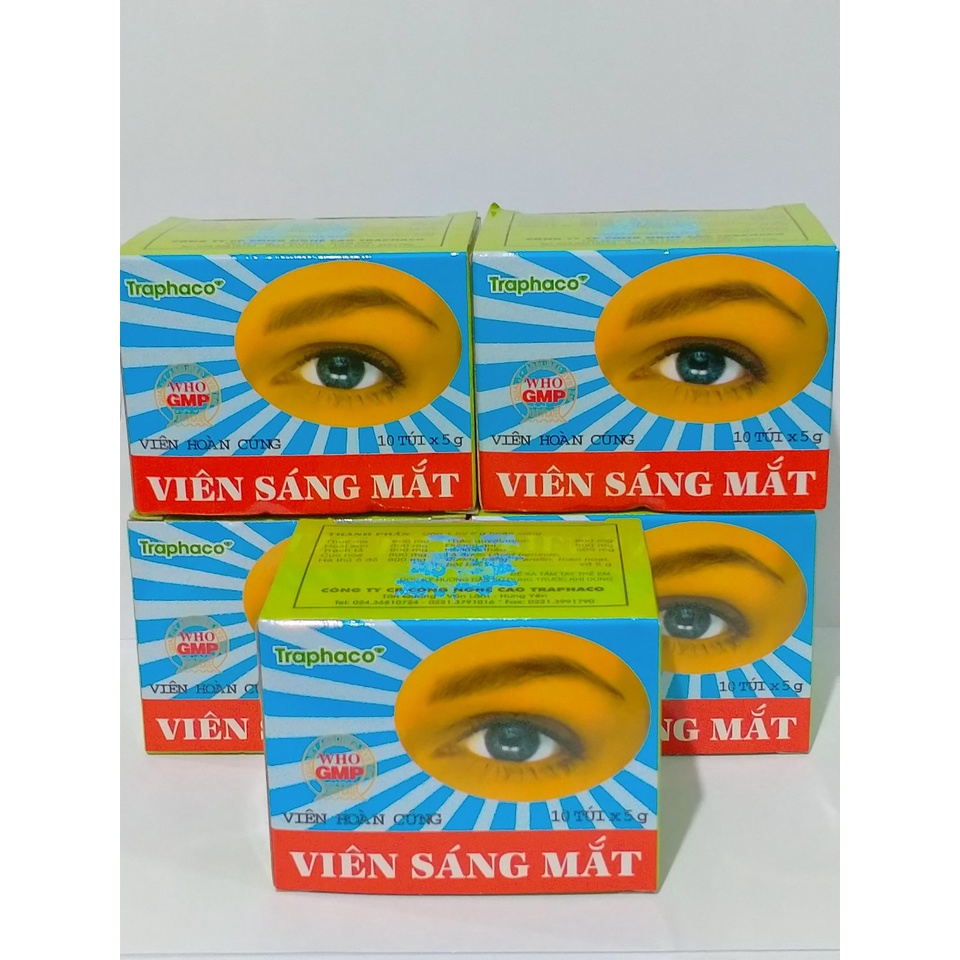 VIÊN SÁNG MẮT Traphaco hộp10 Túi 5 g hỗ trợ trong trường hợp mờ mắt, nhức mắt, khô mắt, chói mắt khi ra nắng..