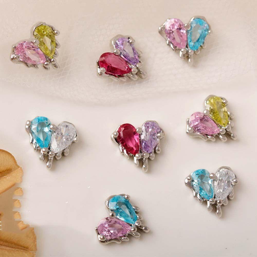 JARRED Phụ Kiện Đá Đính Trang Trí Móng Tay Hai Màu Họa Tiết Trái Tim Thời Trang DIY