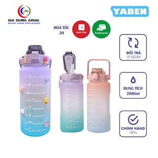 Bình nước nhựa dung tích 2 lít có vạch chia thời gian uống nước AGISAN