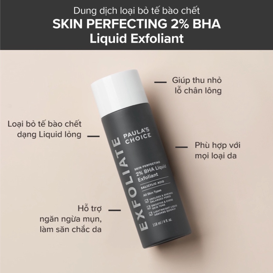 Tẩy Tế Bào Da Chết Paula Choice Skin Perfecting 2% BHA  mini Liquid 30ml 118ml - Bác Exfoliant Sĩ Hoa