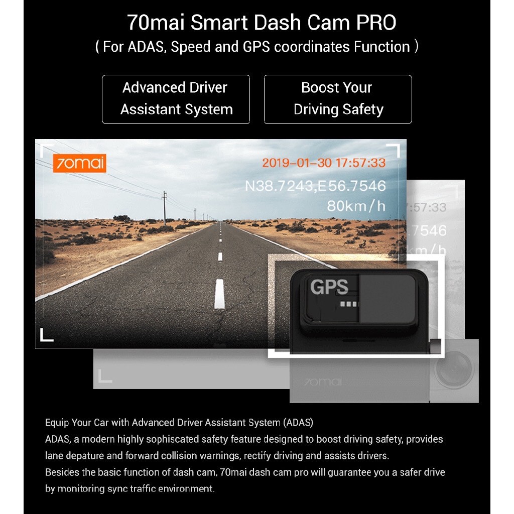 Camera Hành Trình Xiaomi 70mai Dash Camera Pro - Bản Quốc tế - Fullbox