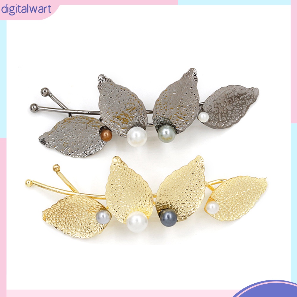 Trâm Cài Tóc Hình Chiếc Lá Đính Ngọc Trai Nhân Tạo Sang Trọng Dành Cho Nữ