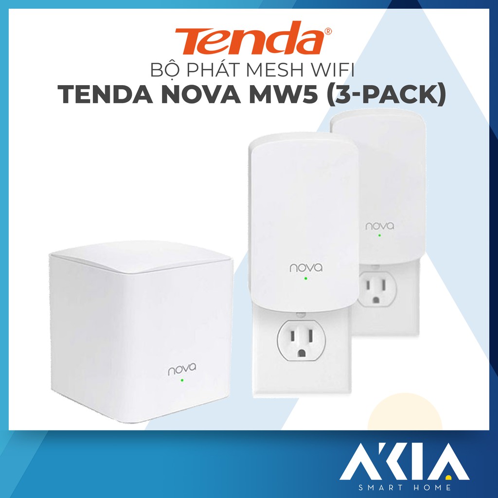 Hệ thống Phát Mesh Wifi Tenda Nova MW5 (3-Pack) - Tốc độ cao 1200Mbps, Một tên mạng wifi duy nhất, Quản lý bằng App