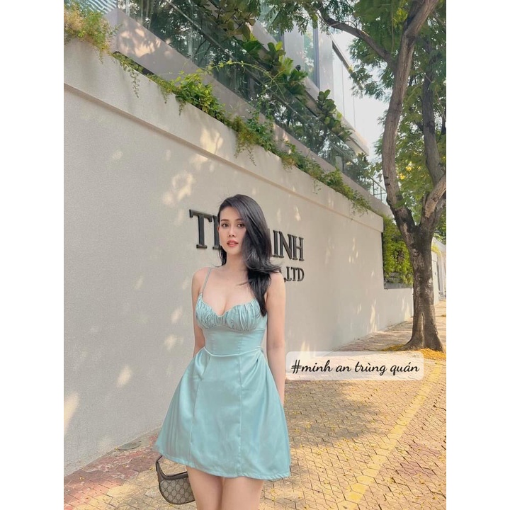 Váy xòe 2 dây thướt tha , gigi