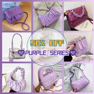 Túi Xách Đeo Vai Màu Tím Họa Tiết Kẻ Sọc Thời Trang Dành Cho Nữ