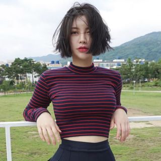 Sẵn Áo thun kẻ ngang croptop ulzzang dáng body