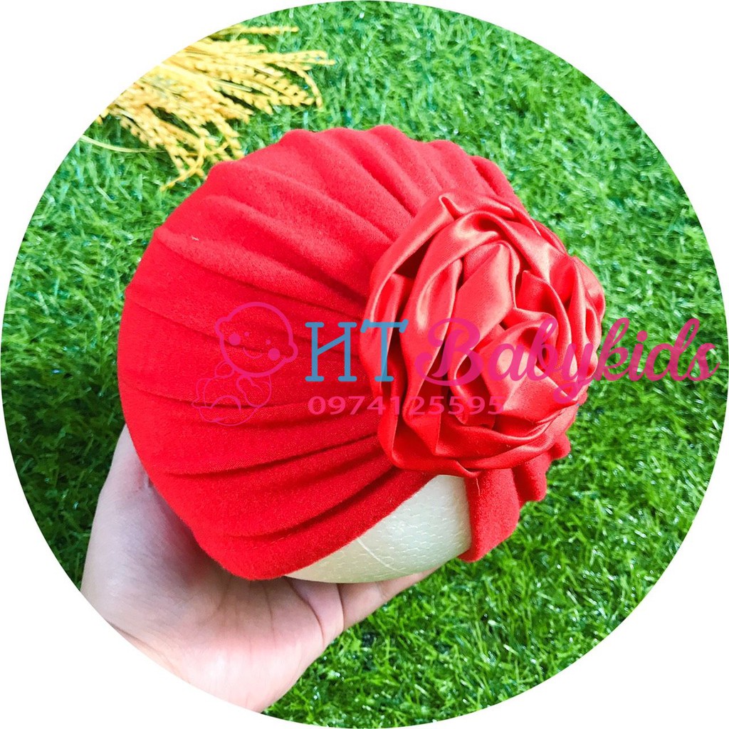 Mũ turban bé gái - đỏ baby (4-10kg)