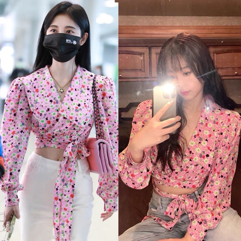 Áo ho croptop cột eo Cúc Tịnh Y, Ng Thư Hân