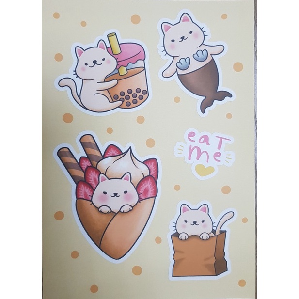 Set 4 sticker size lớn hình thú cưng ngộ nghĩnh chống nước, không rách, siêu bền