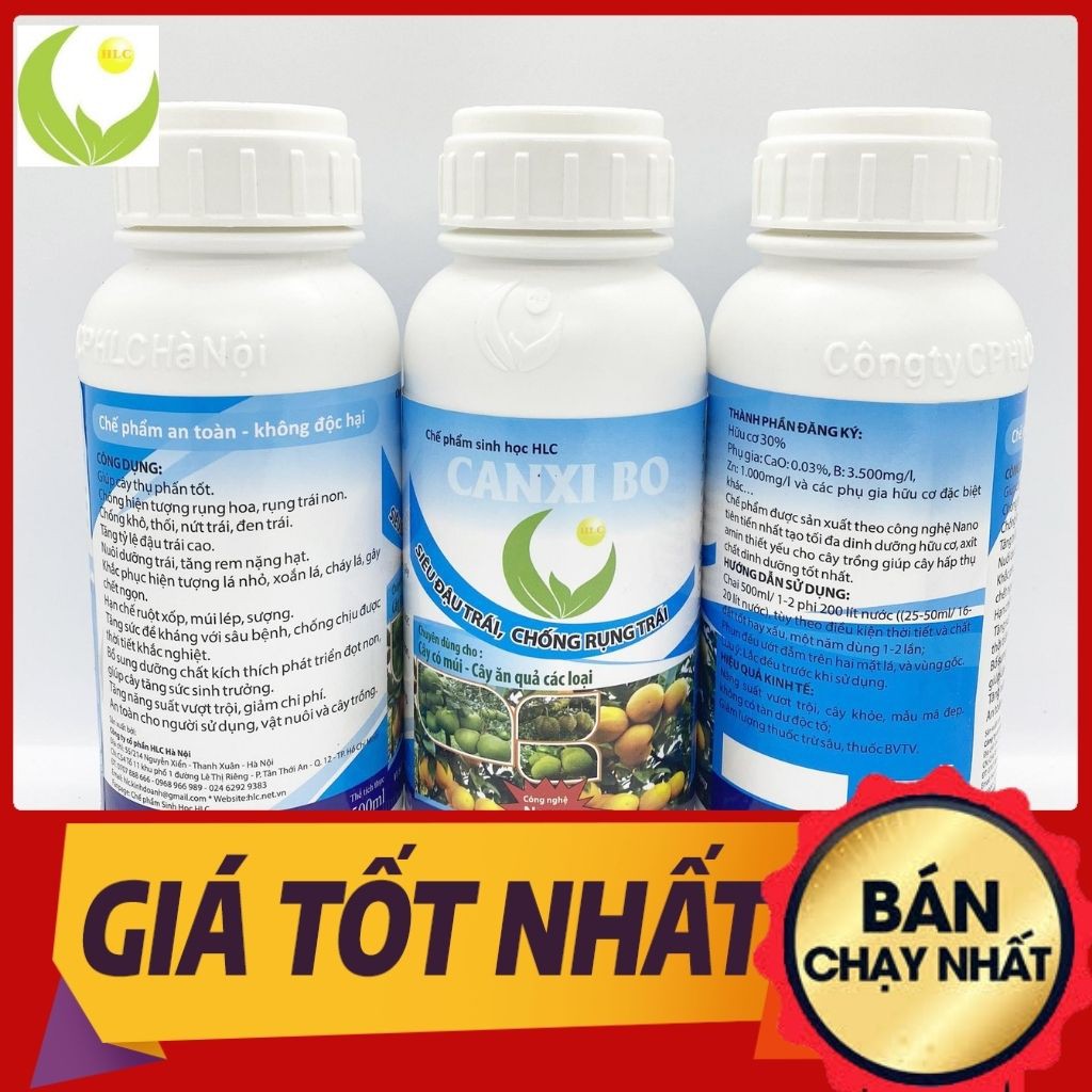 CANXI BO HLC 500ML CHỐNG RỤNG HOA, CHỐNG RỤNG QUẢ NON, DƯỠNG QUẢ NON, THÚC QUẢ LỚN, CHỐNG NỨT QUẢ CHO CÂY TRỒNG