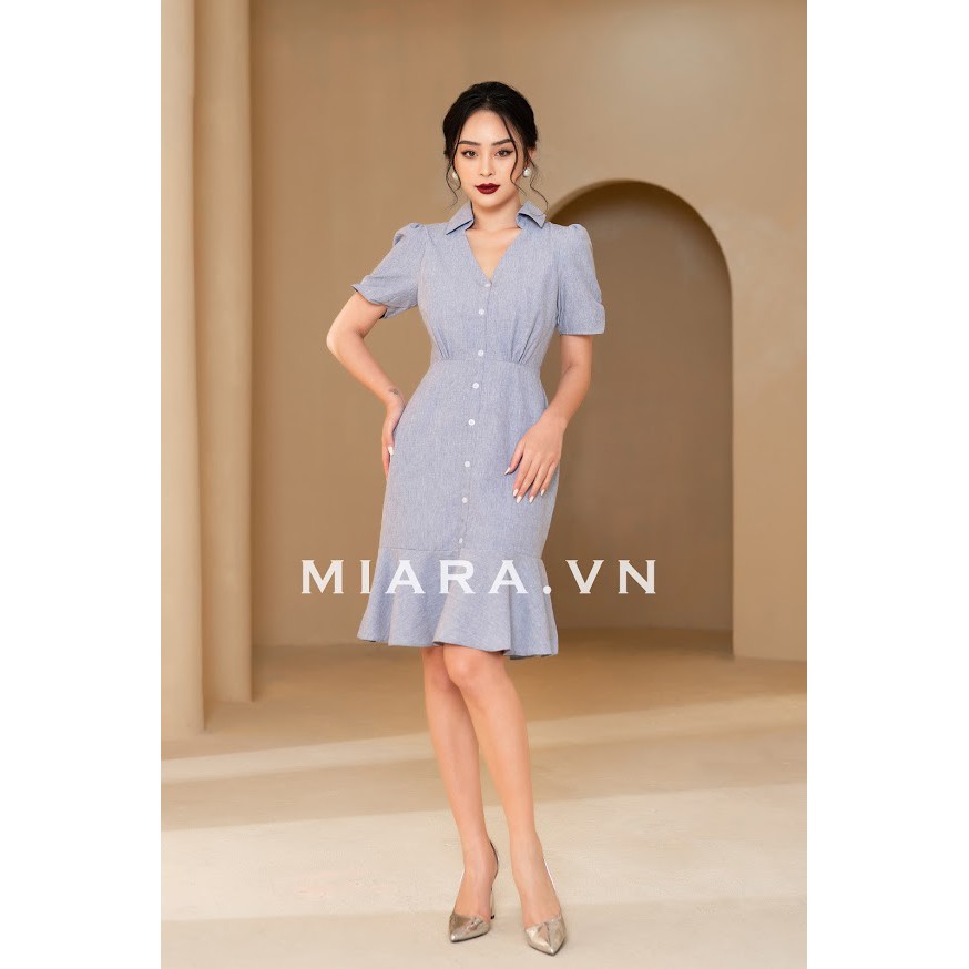 Đầm sơ mi công sở MIARA thiết kế tùng đuôi cá, cổ bẻ thanh lịch, vải lineen thoáng mát DT09