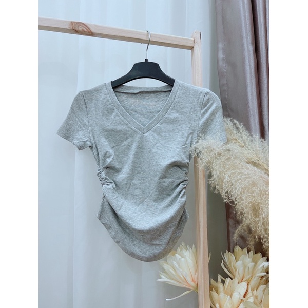 Áo crotop nhún eo, áo thun cotton crotop