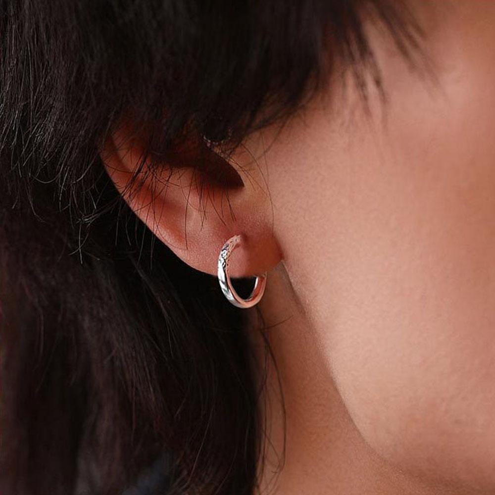 USNOW Bông Tai Mạ BạC DạNg TròN Đơn GiảN