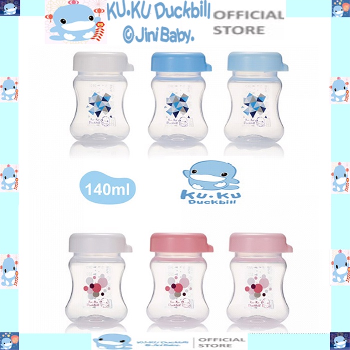 Set 3 bình trữ sữa ku.ku duckbill nhựa PP ku5933 140ml