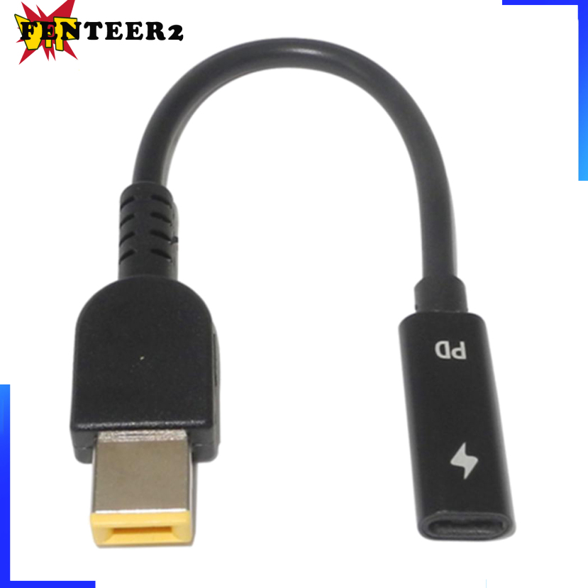 [Fenteer2  3c ]2 Pieces Power Adapter Cable USB Type-C Female To Square Plug Charger For Lenovo