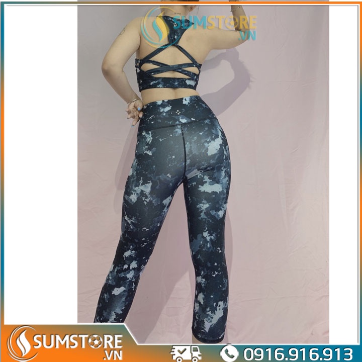 Set lửng họa tiết lưng đan dây tập gym, yoga (nhiều màu)