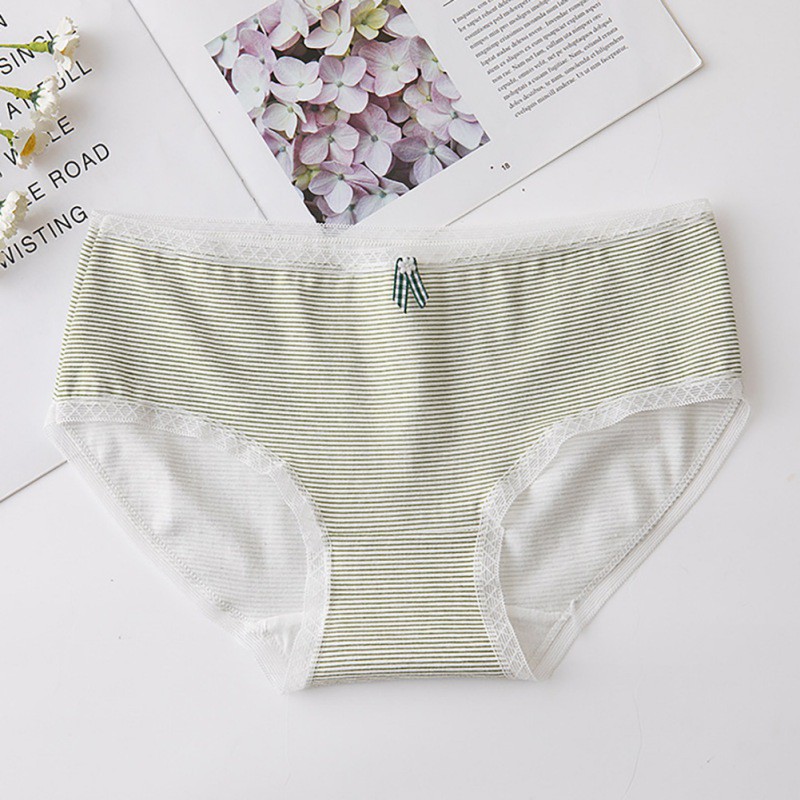 Quần Lót Cotton Phối Ren Đính Nơ Xinh Xắn