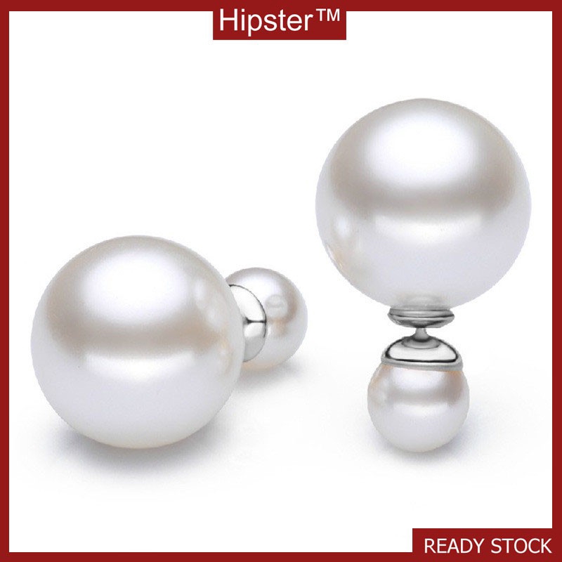 Korean-Style Pearl Inlaid Silver Plated Earrings