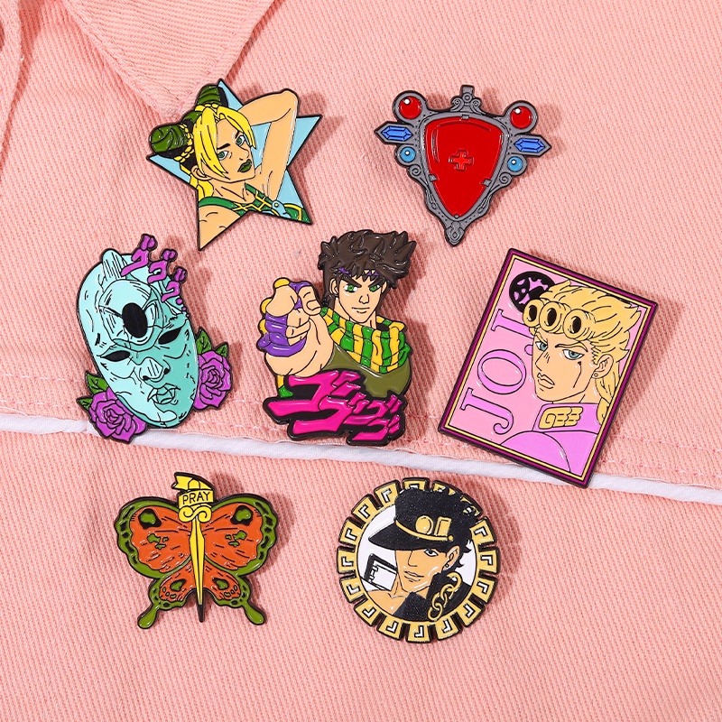 JoJo Enamel Pins Kujo Jotaro Jolyne Cujoh Brooches Lapel Badges Cartoon Funny Jewelry Gift for Kids Friends