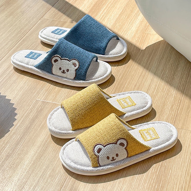 Dép Cotton Lanh Đế Dày Chống Trượt Dễ Thương Dành Cho Nữ