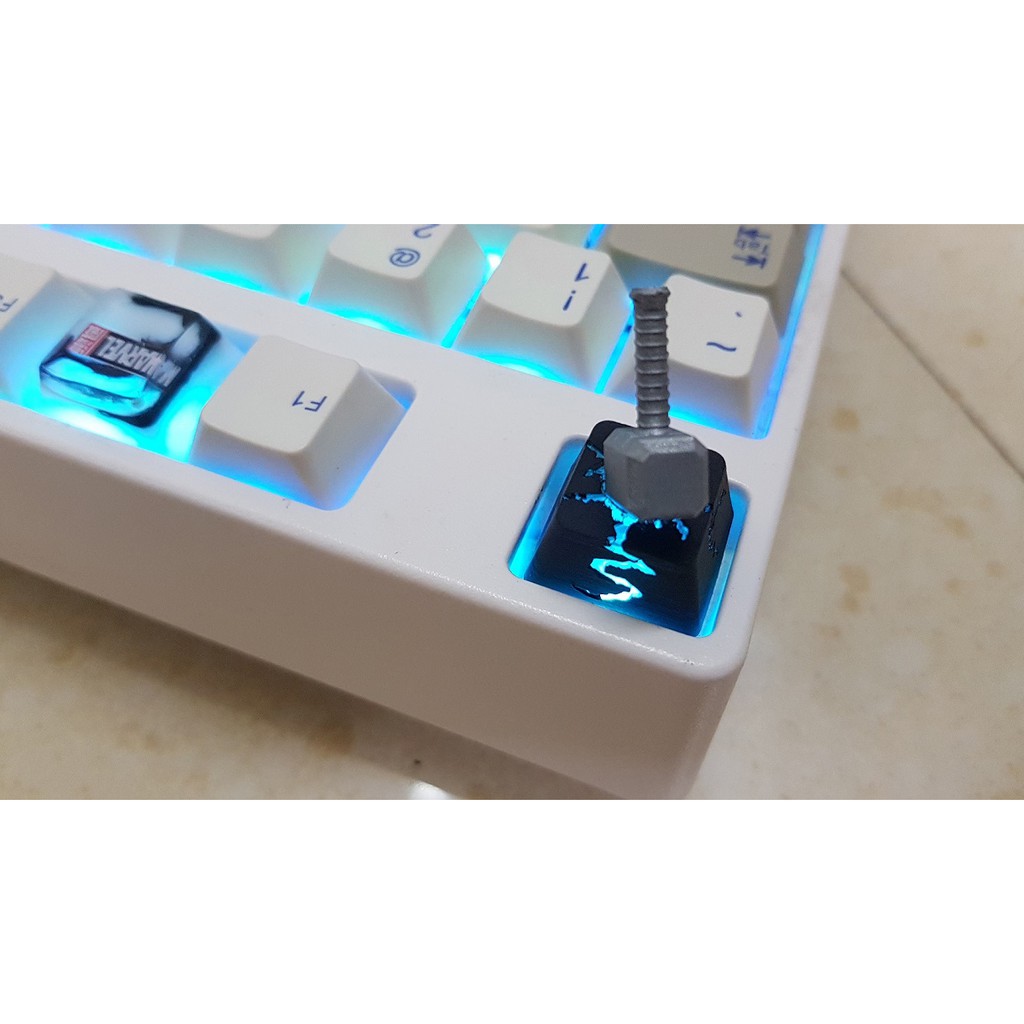 Keycap búa thor artisan handmade xuyên led nút phím lắp cho bàn phím cơ Thor Marvel anime Hammer Mjolnir